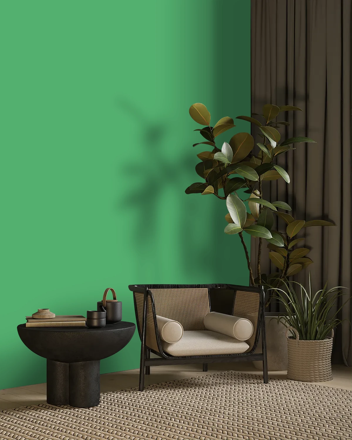 Nippon Paint's BEANSTALK color on a beautifully decorated wall.