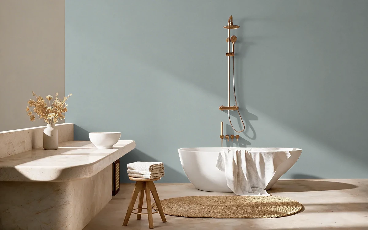 Nippon Paint's BEDTIME STORIES color on different wall surfaces.
