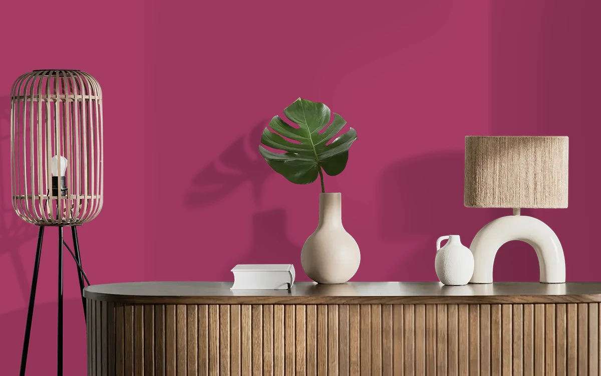 Nippon Paint's BERRYLICIOUS color on different wall surfaces.