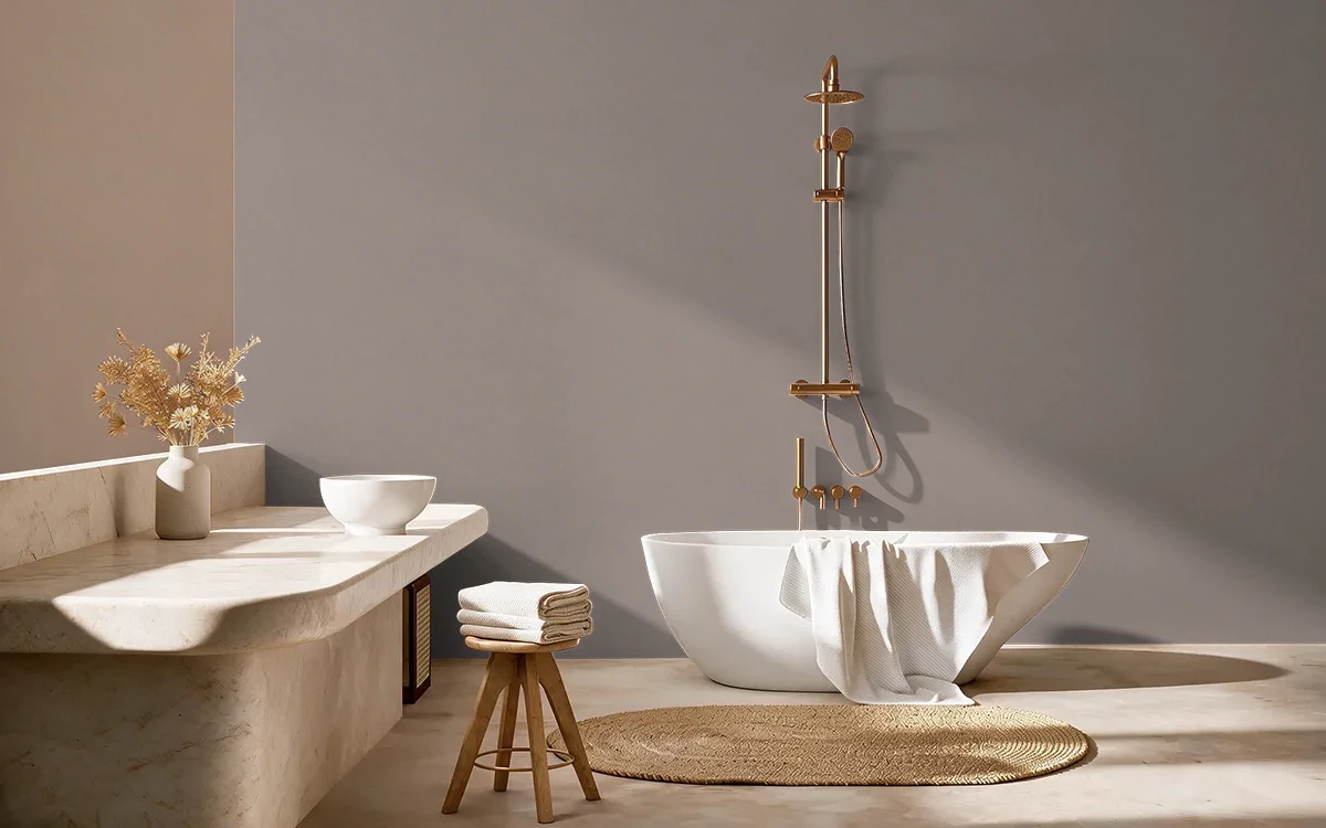 Nippon Paint's BIG BOULDER color on different wall surfaces.