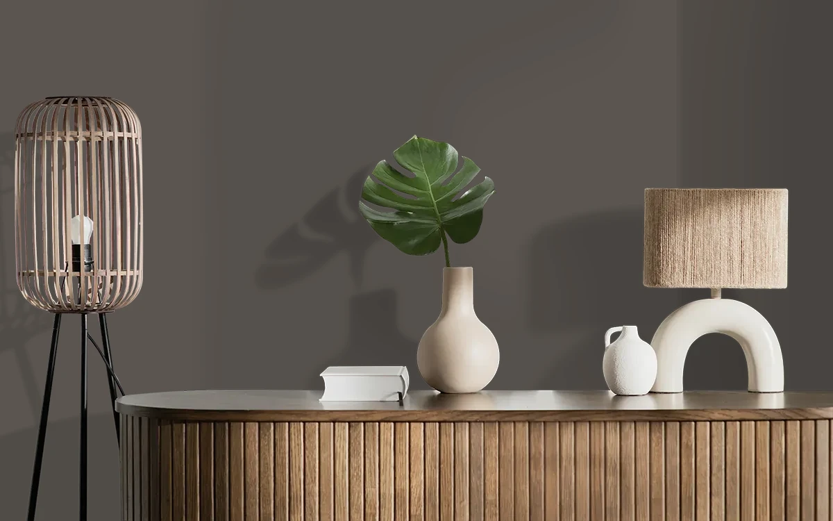Nippon Paint's BILLOWING SMOKE color on different wall surfaces.