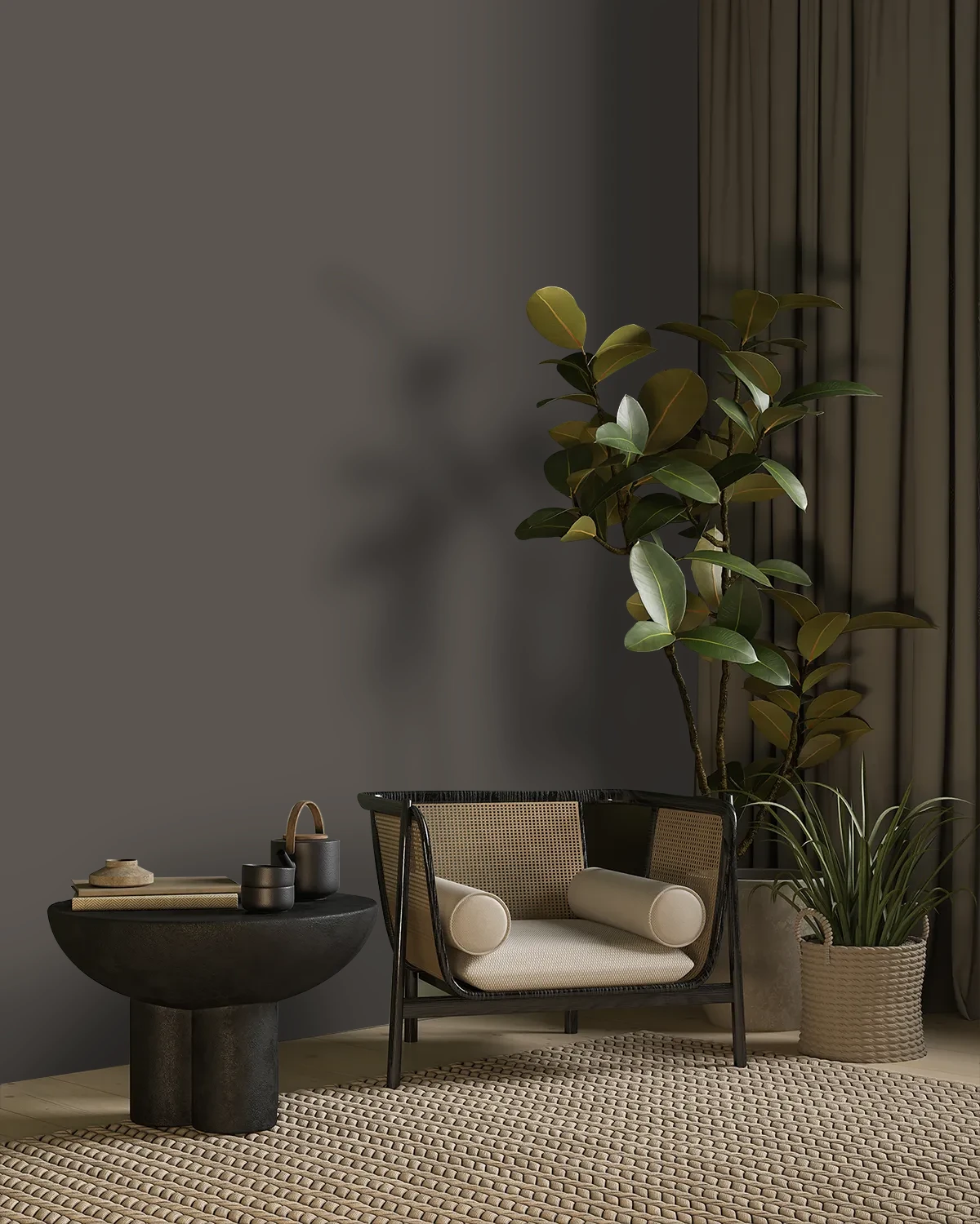 Nippon Paint's BILLOWING SMOKE color on a beautifully decorated wall.