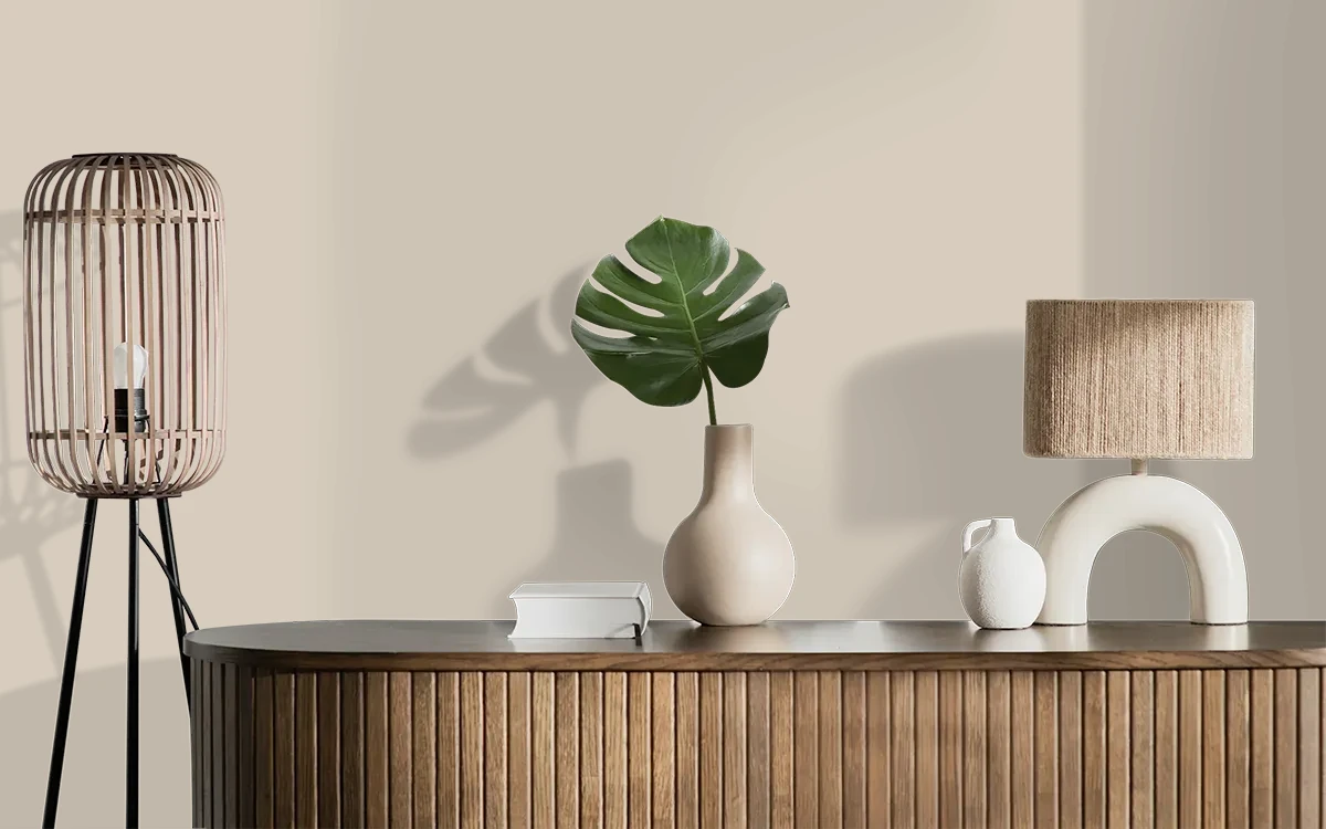 Nippon Paint's BIRCH PATINA color on different wall surfaces.