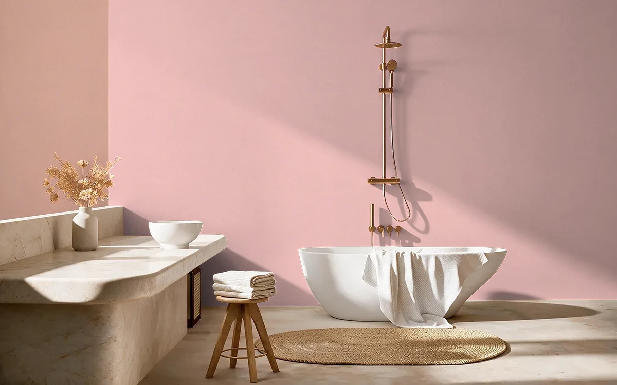 Nippon Paint's BIRTHDAY BALLOON color on different wall surfaces.