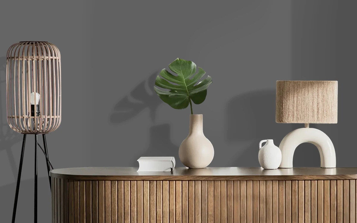 Nippon Paint's BLACK BEAUTY color on different wall surfaces.