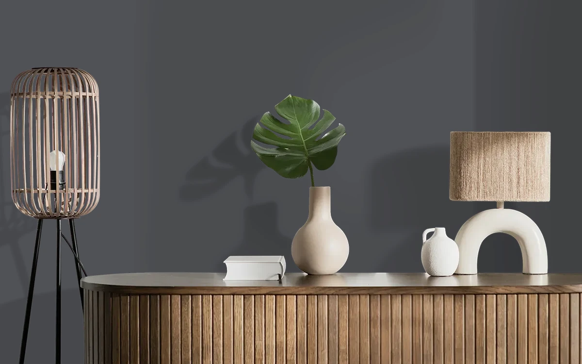 Nippon Paint's BLACK JACK color on different wall surfaces.