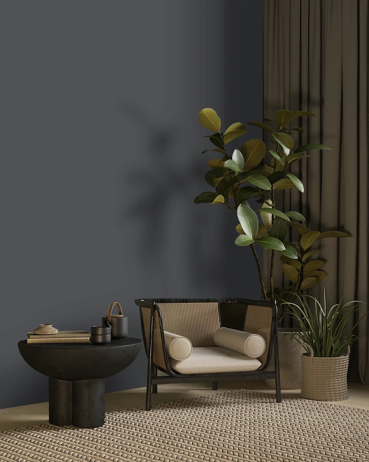 Nippon Paint's BLACK JACK color on a beautifully decorated wall.