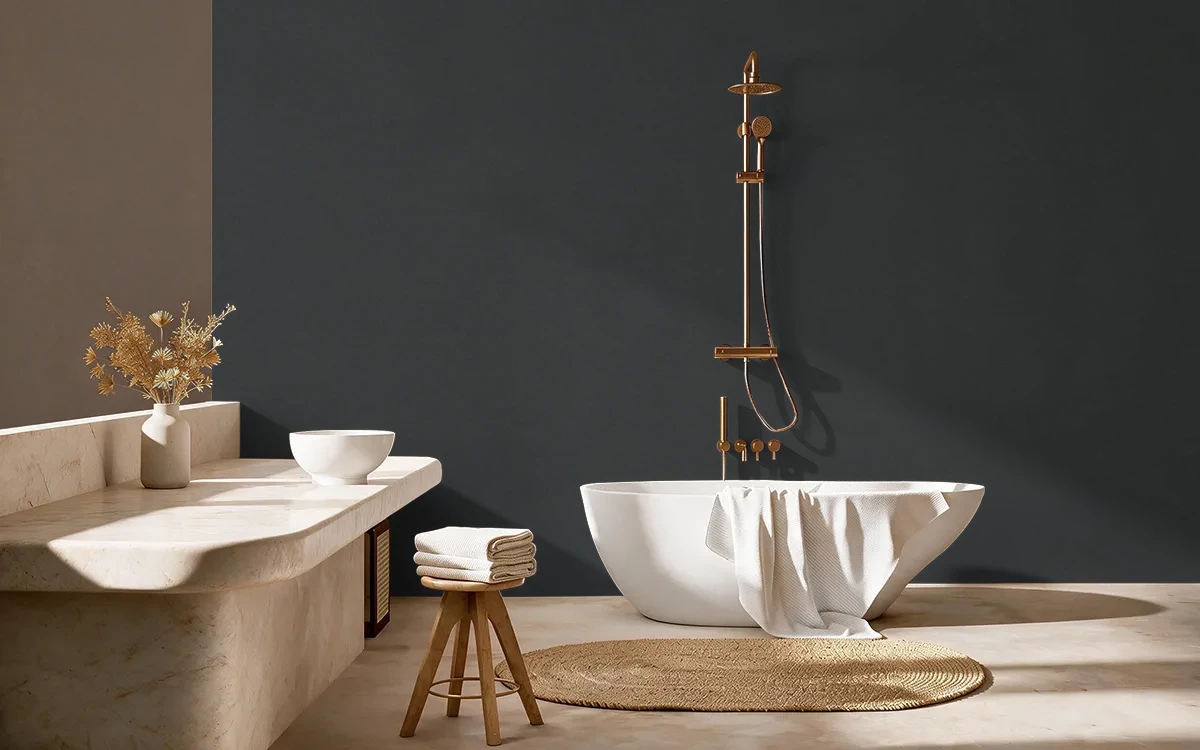 Nippon Paint's BLACK MAGIC color on different wall surfaces.