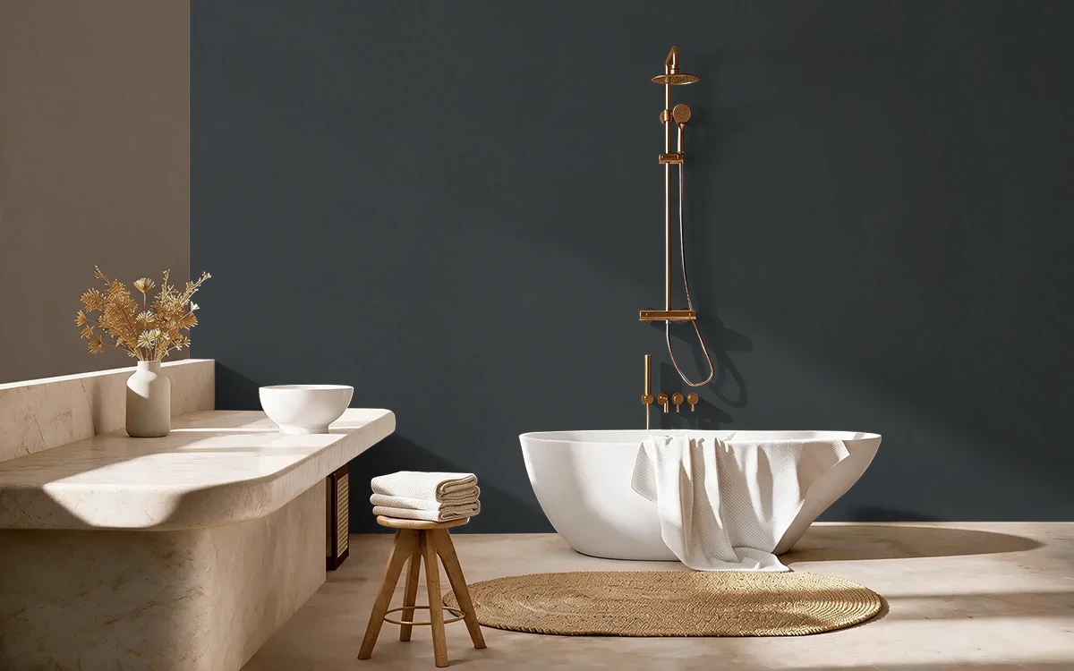 Nippon Paint's BLACK NIGHT color on different wall surfaces.