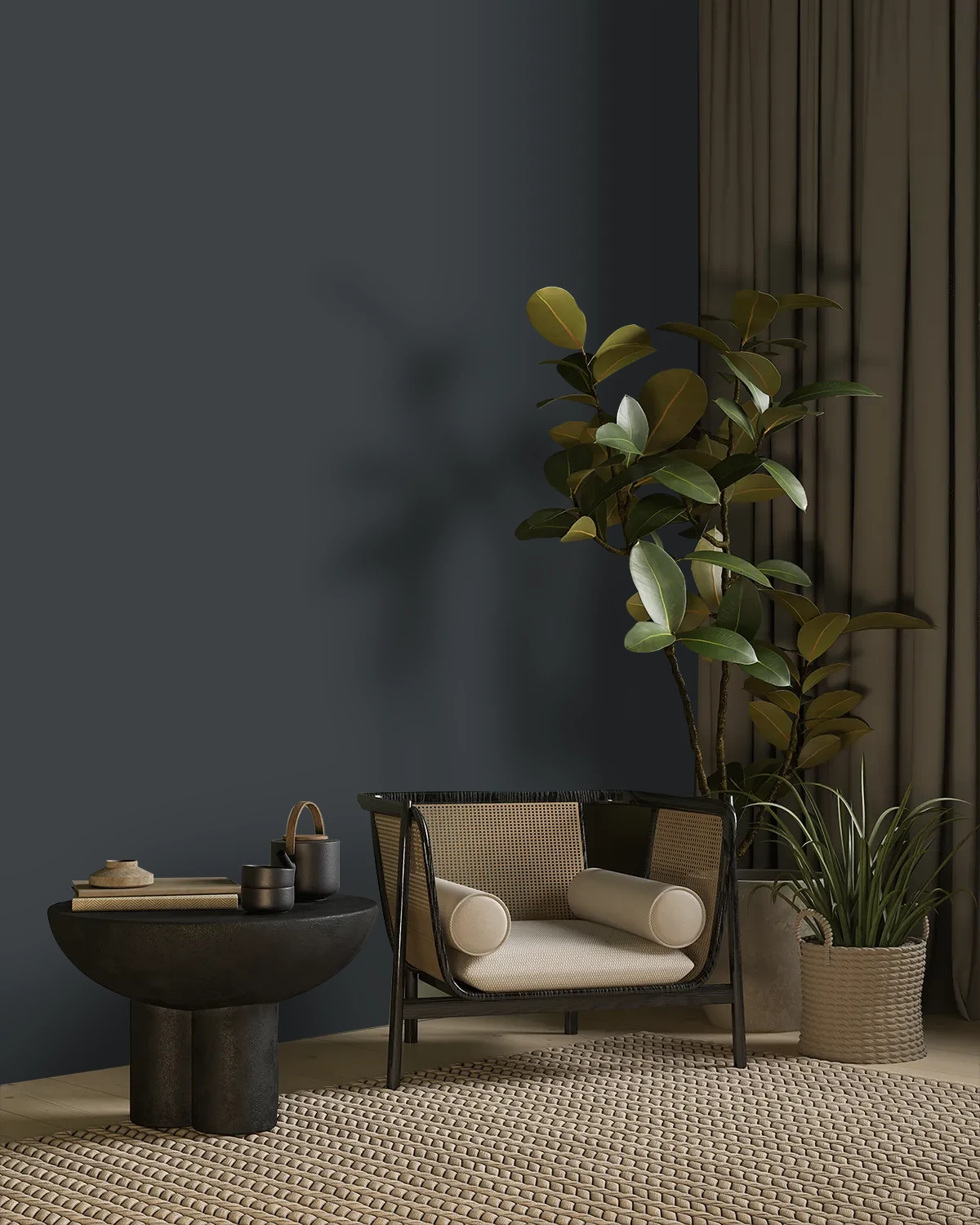 Nippon Paint's BLACK NIGHT color on a beautifully decorated wall.