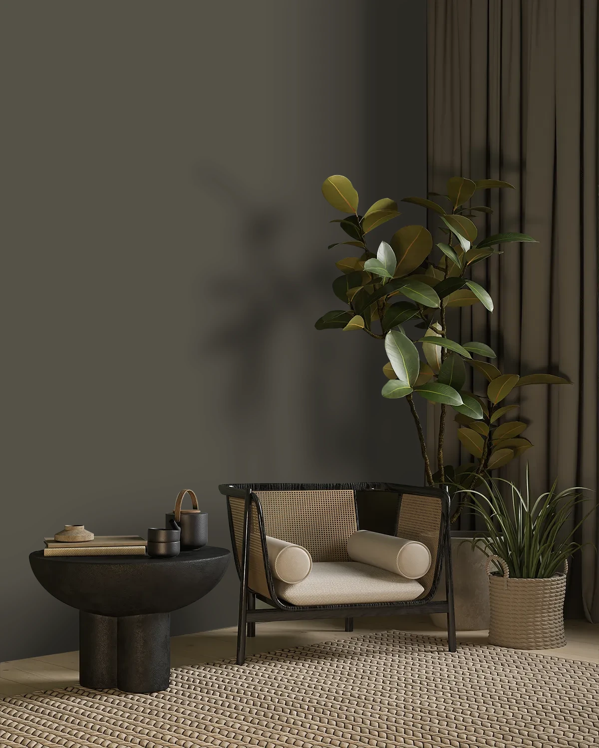 Nippon Paint's BLACK SMOKE color on a beautifully decorated wall.