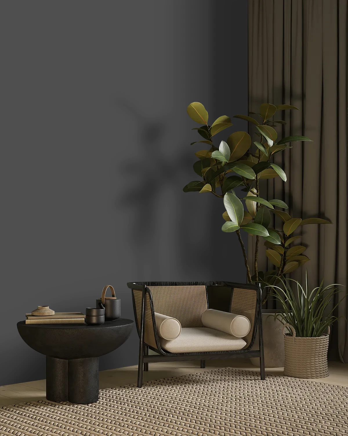 Nippon Paint's BLACK SWAN color on a beautifully decorated wall.