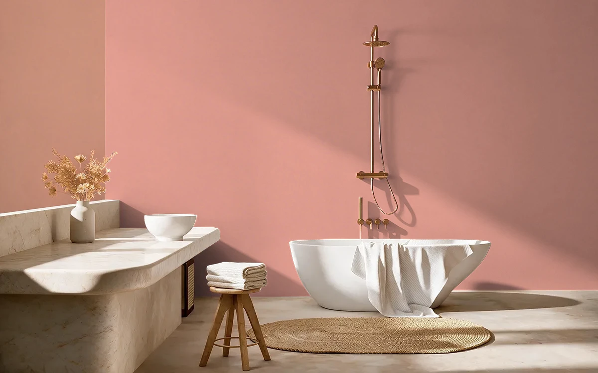 Nippon Paint's BLAZE BAYOU color on different wall surfaces.