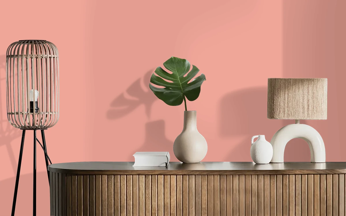 Nippon Paint's BLAZE BAYOU color on different wall surfaces.