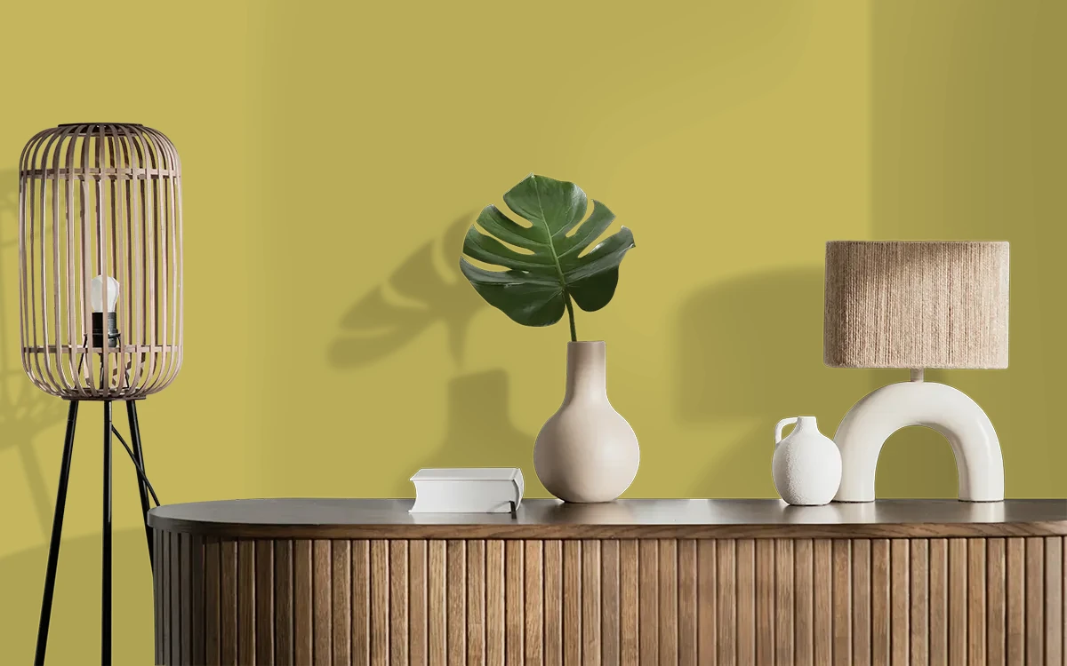 Nippon Paint's BLAZE GLORY color on different wall surfaces.