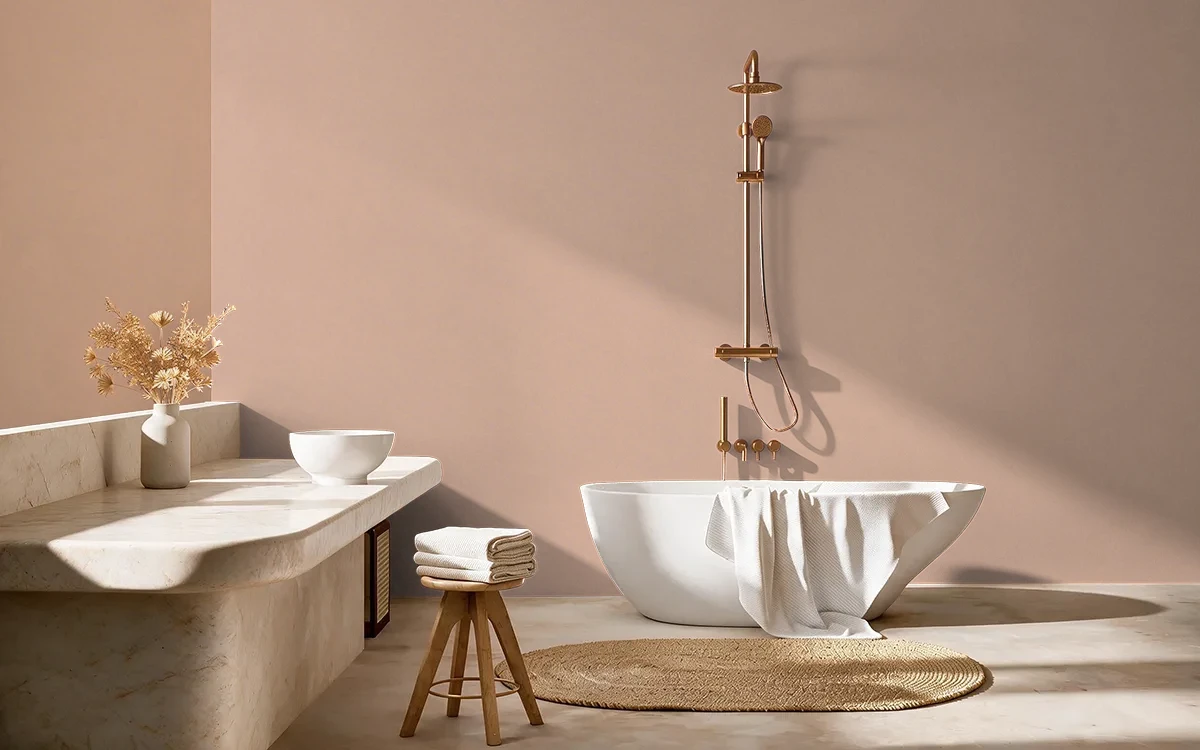 Nippon Paint's BLEACHED LEATHER color on different wall surfaces.