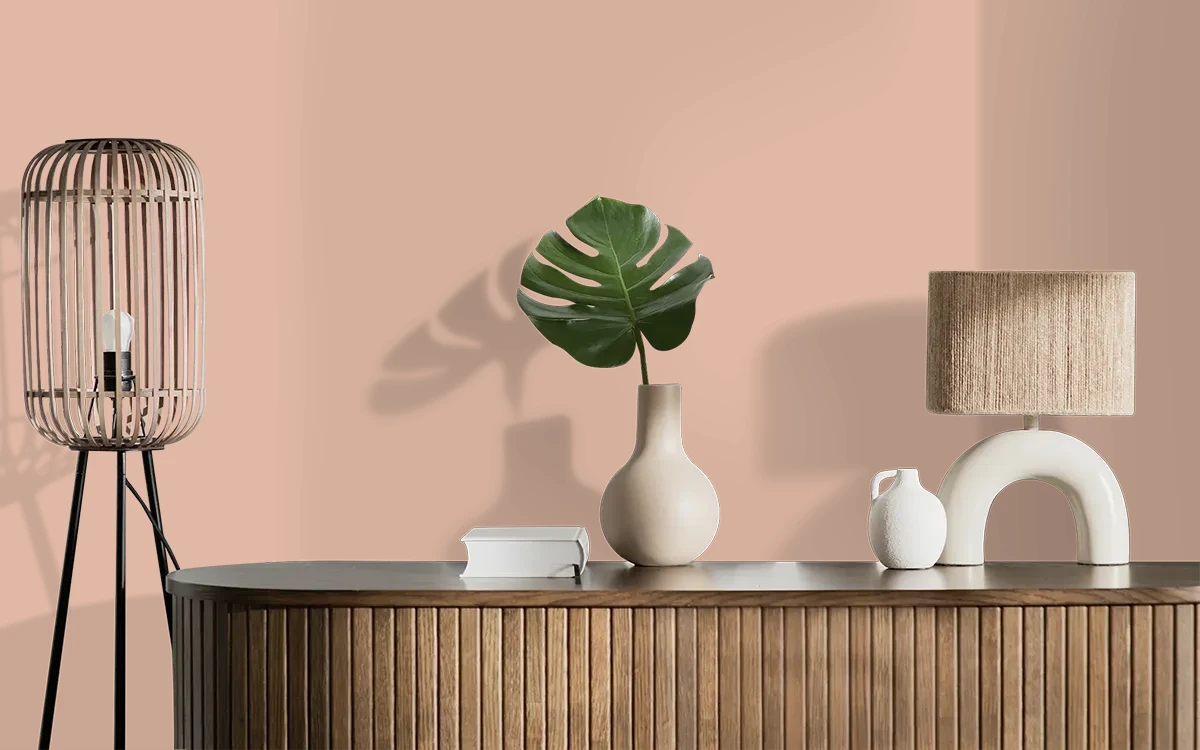 Nippon Paint's BLEACHED LEATHER color on different wall surfaces.