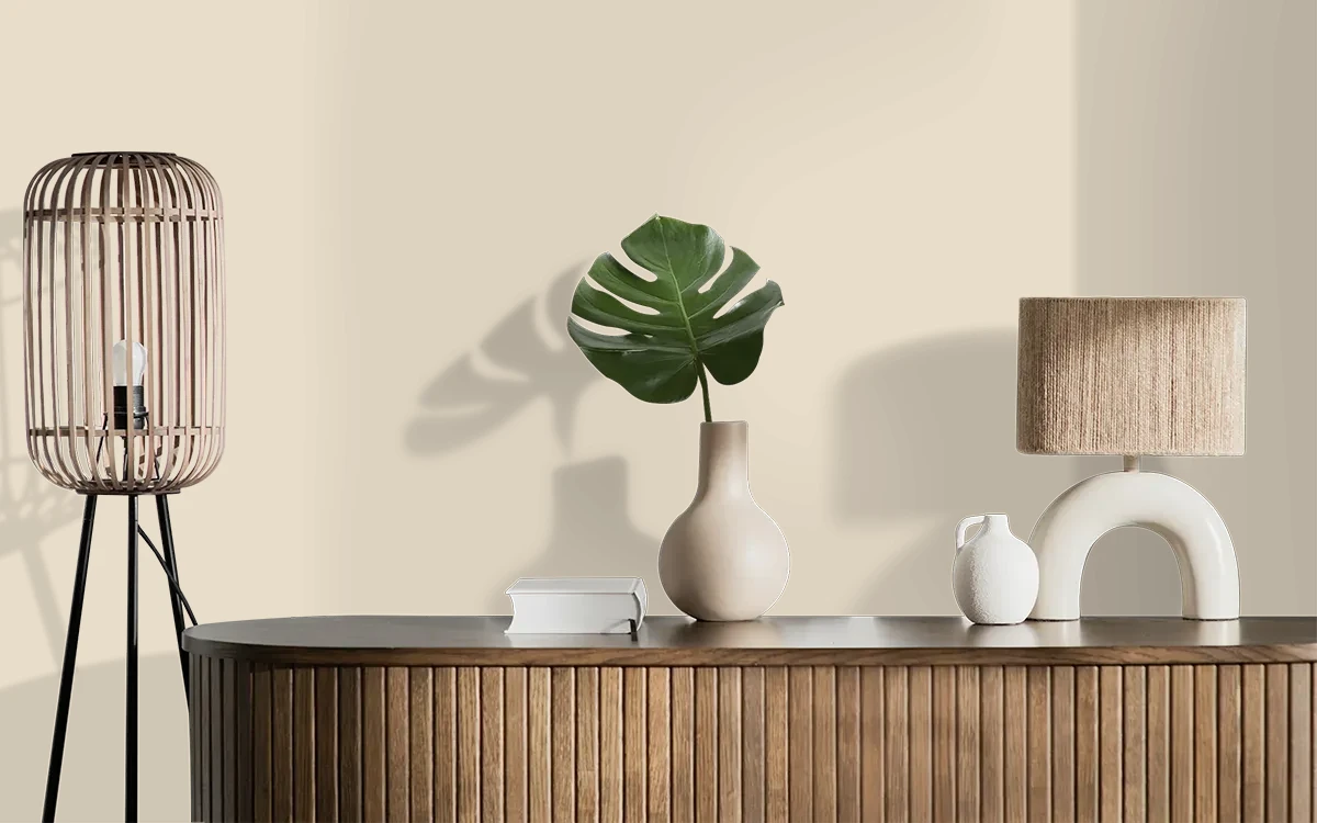 Nippon Paint's BLESSED DAY color on different wall surfaces.