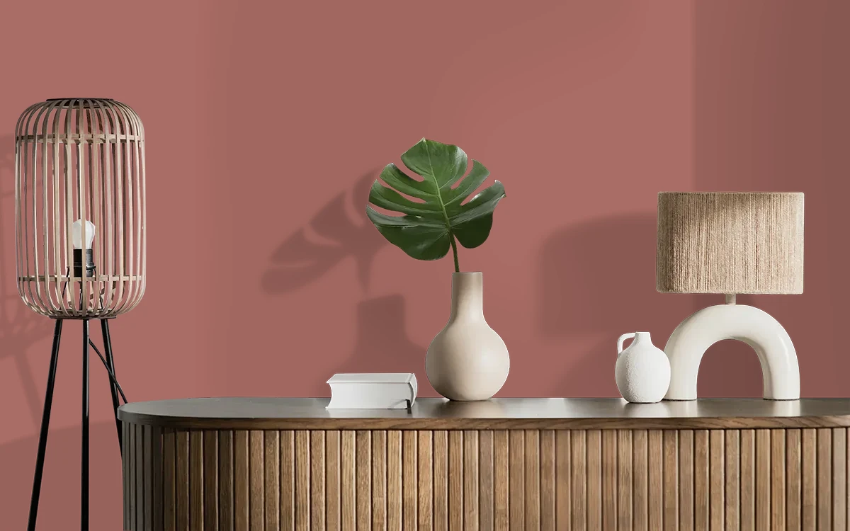 Nippon Paint's BLOOM HEART color on different wall surfaces.