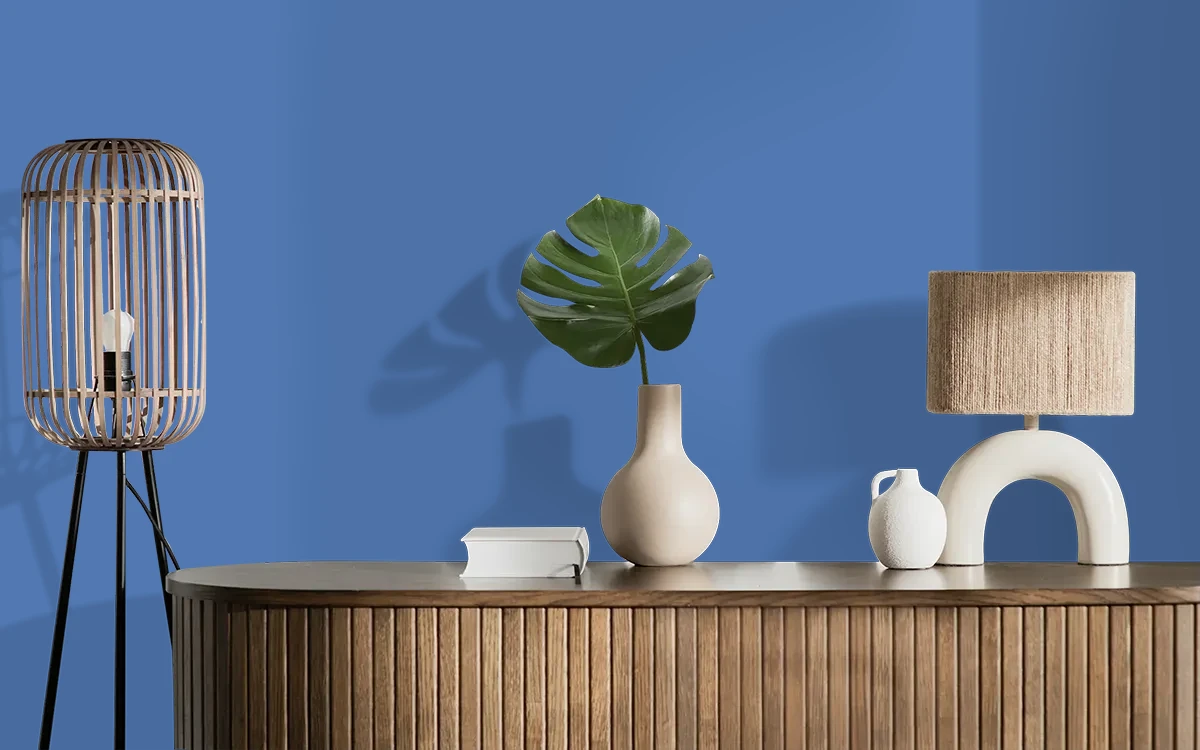 Nippon Paint's BLUE AWARD color on different wall surfaces.