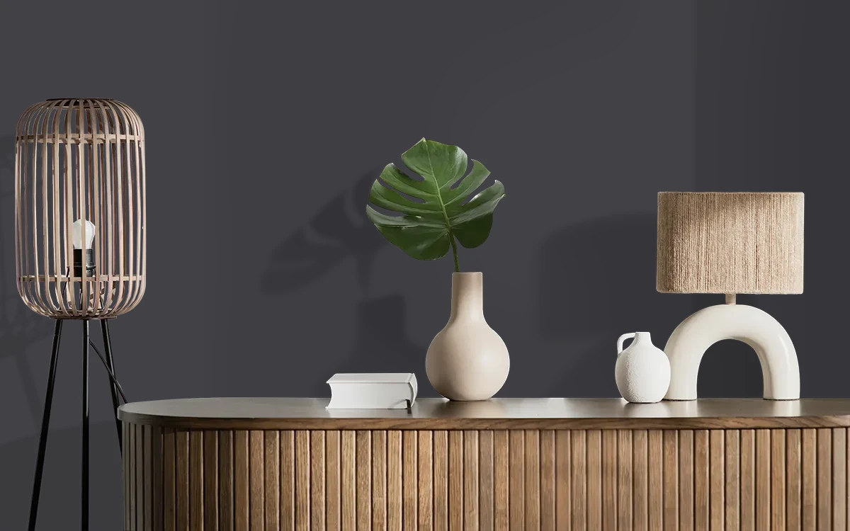 Nippon Paint's BLUE BUREAU color on different wall surfaces.