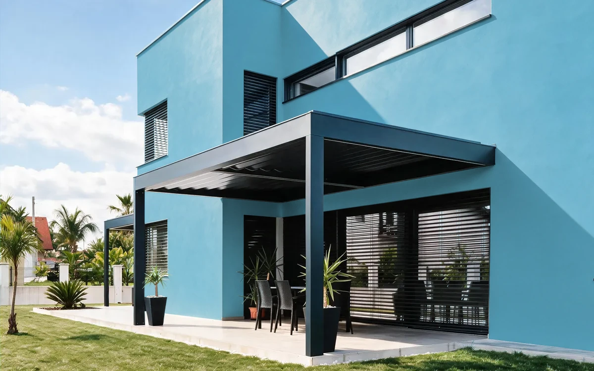 Nippon Paint's BLUE ENTRY color on different wall surfaces.