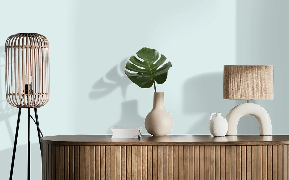 Nippon Paint's BLUE GEM color on different wall surfaces.