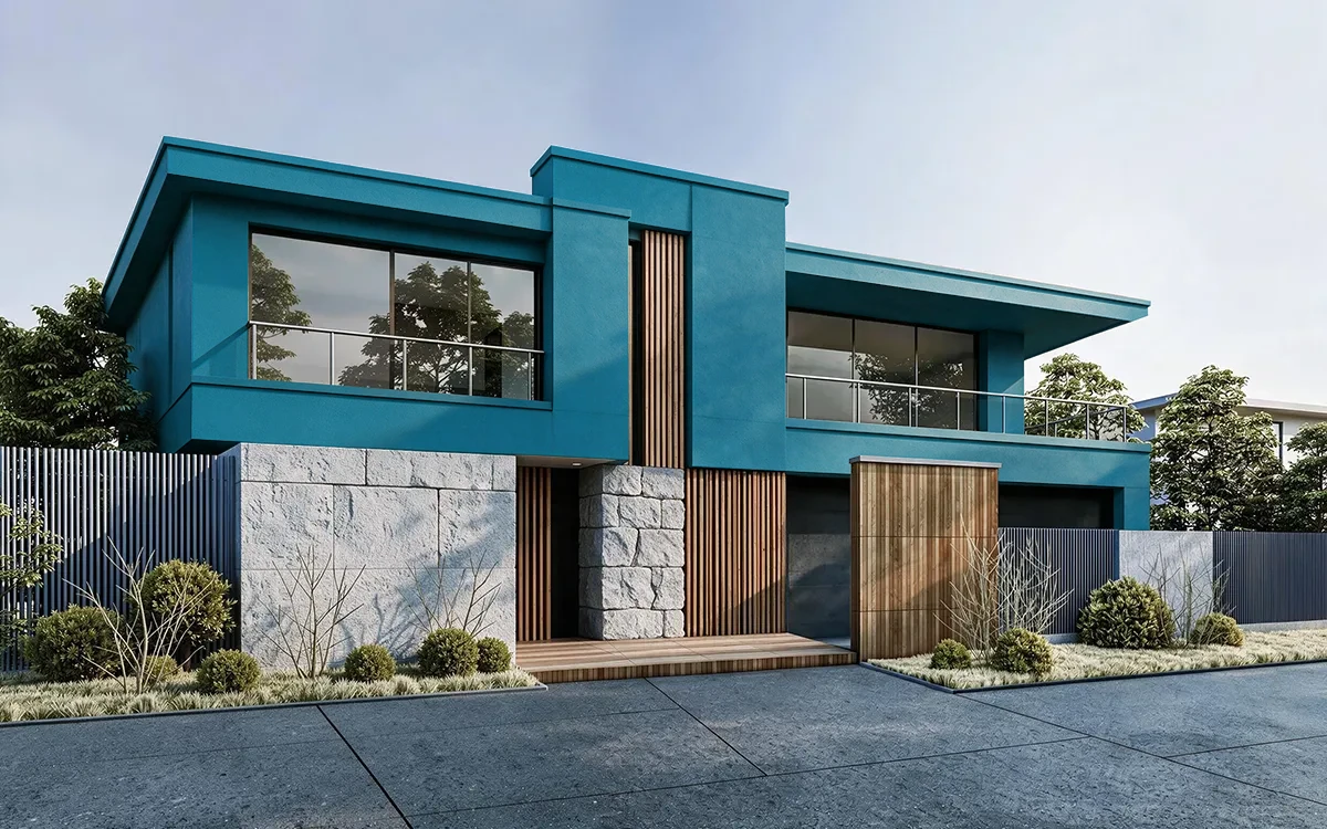Nippon Paint's BLUE JEWEL color on different wall surfaces.