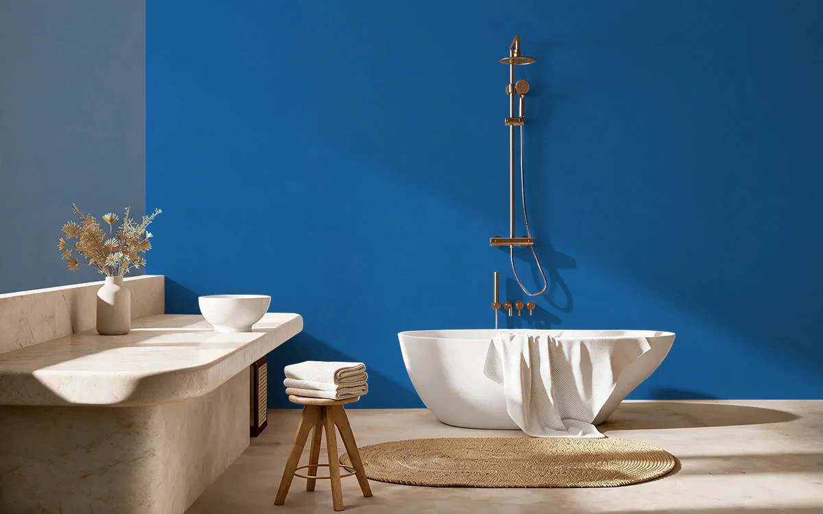 Nippon Paint's BLUE LIGHTING color on different wall surfaces.