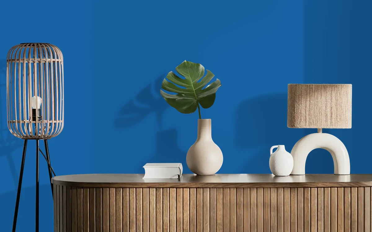Nippon Paint's BLUE LIGHTING color on different wall surfaces.