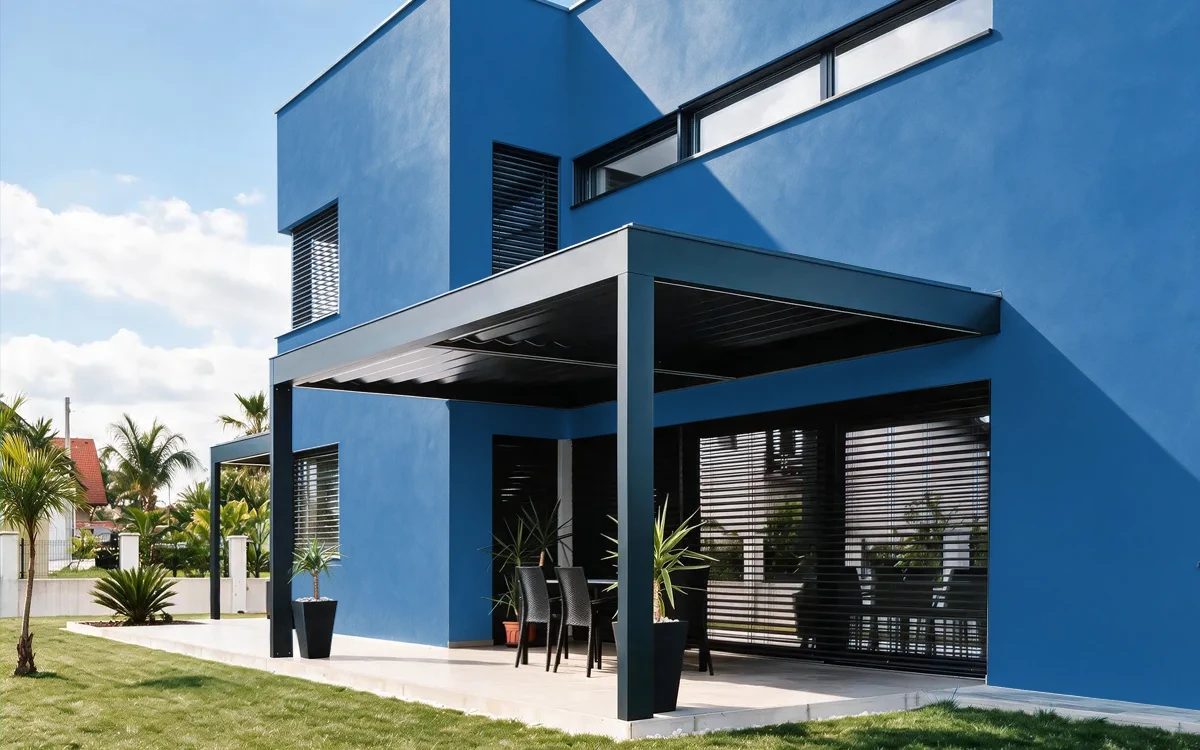 Nippon Paint's BLUE LIGHTING color on different wall surfaces.