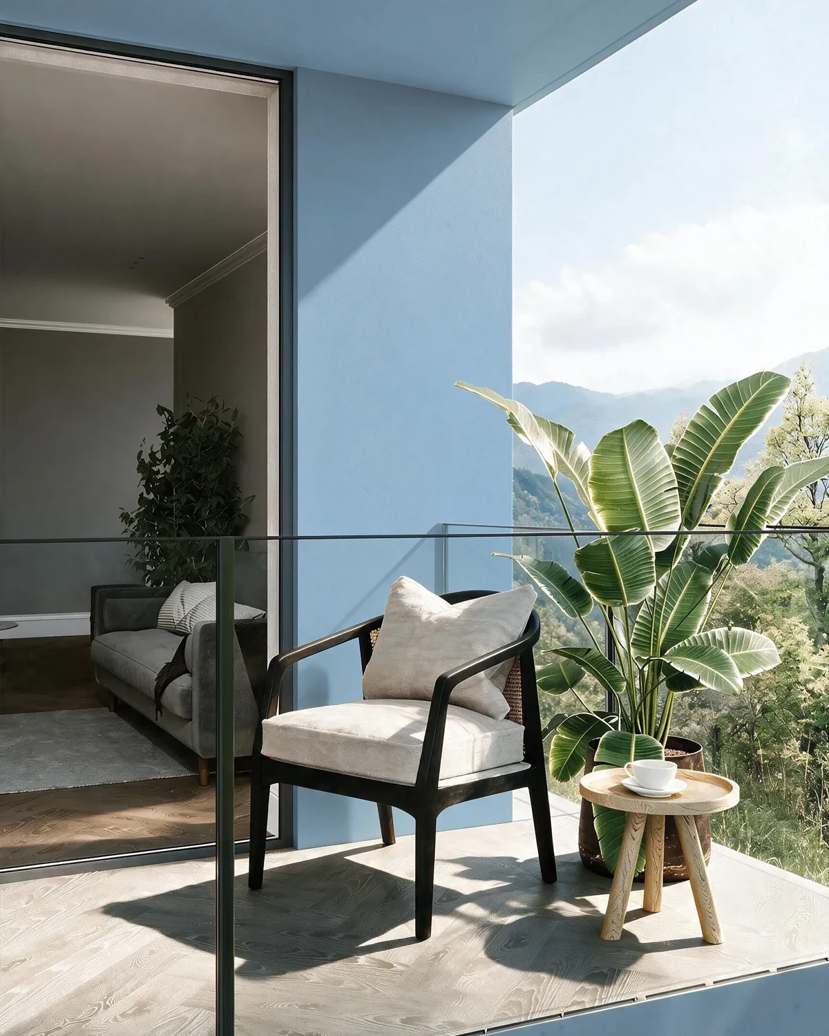 Nippon Paint's BLUE RHYTHM color on a beautifully decorated wall.