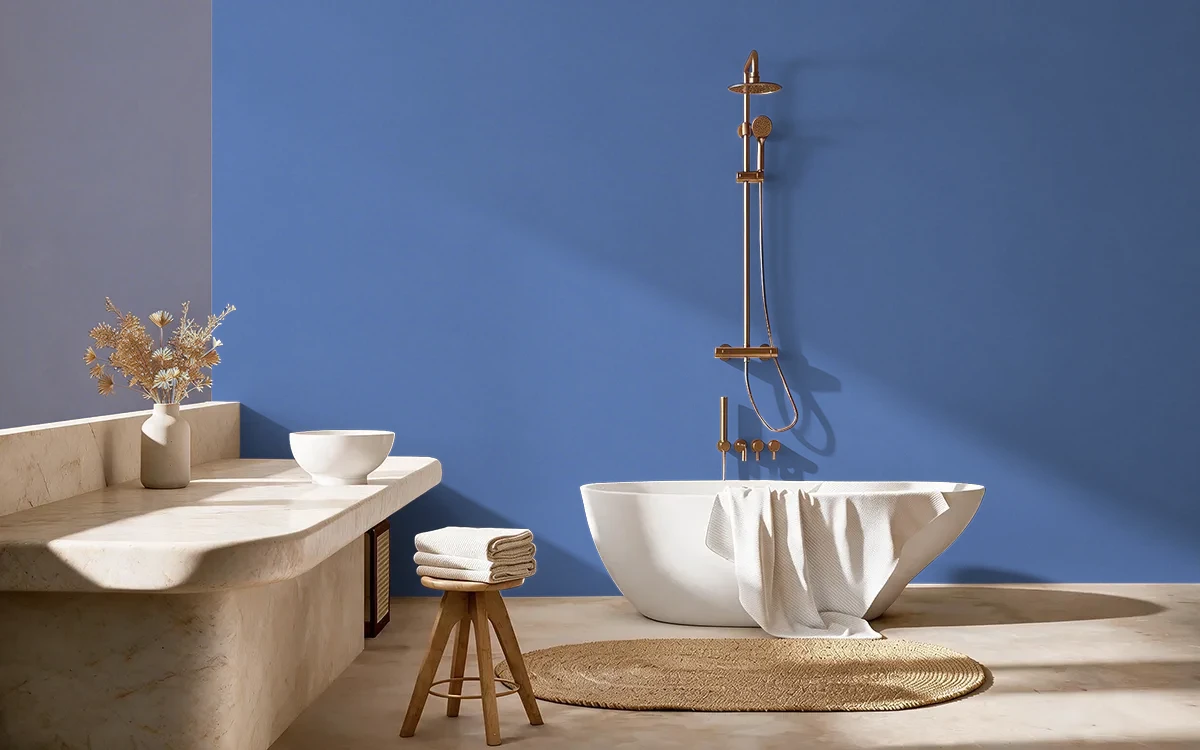 Nippon Paint's BLUE SNEAKERS color on different wall surfaces.