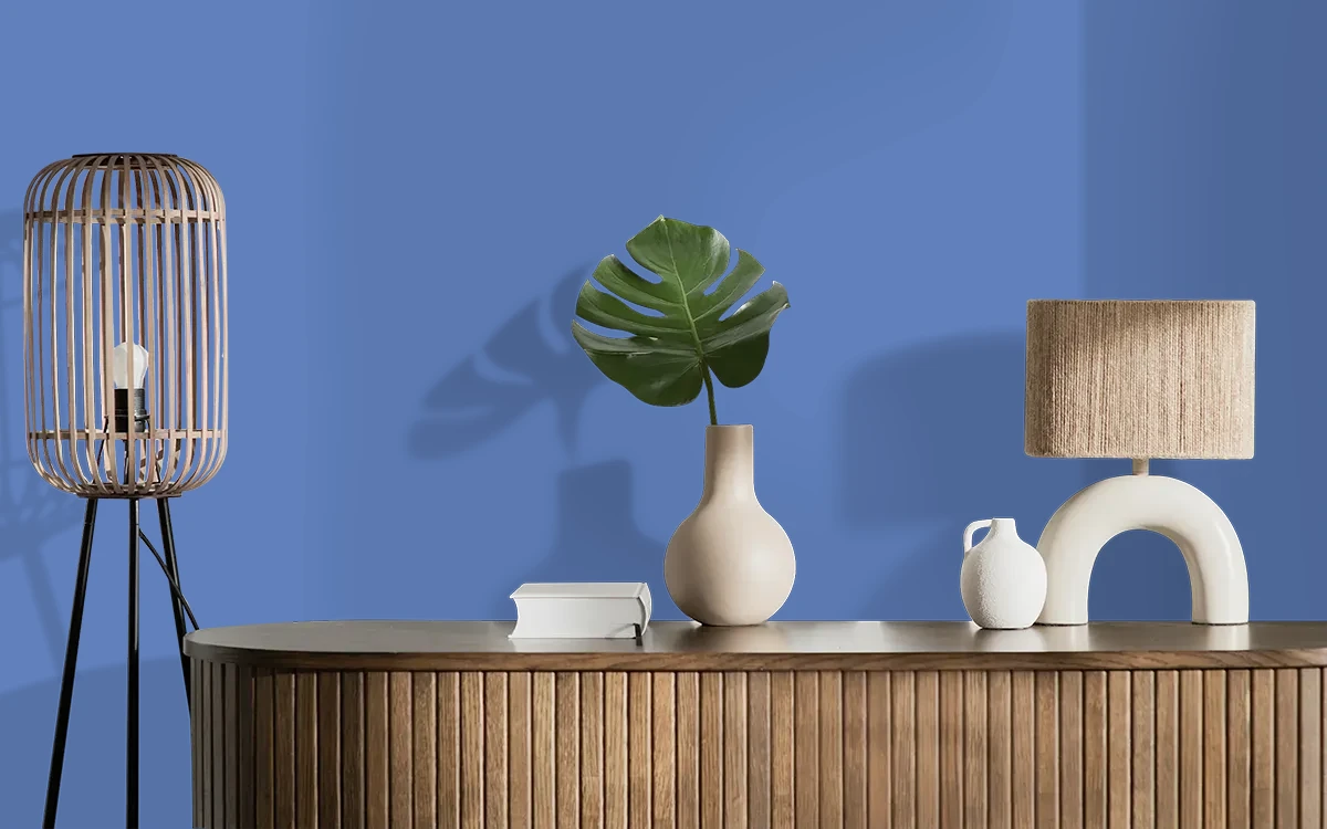 Nippon Paint's BLUE SNEAKERS color on different wall surfaces.
