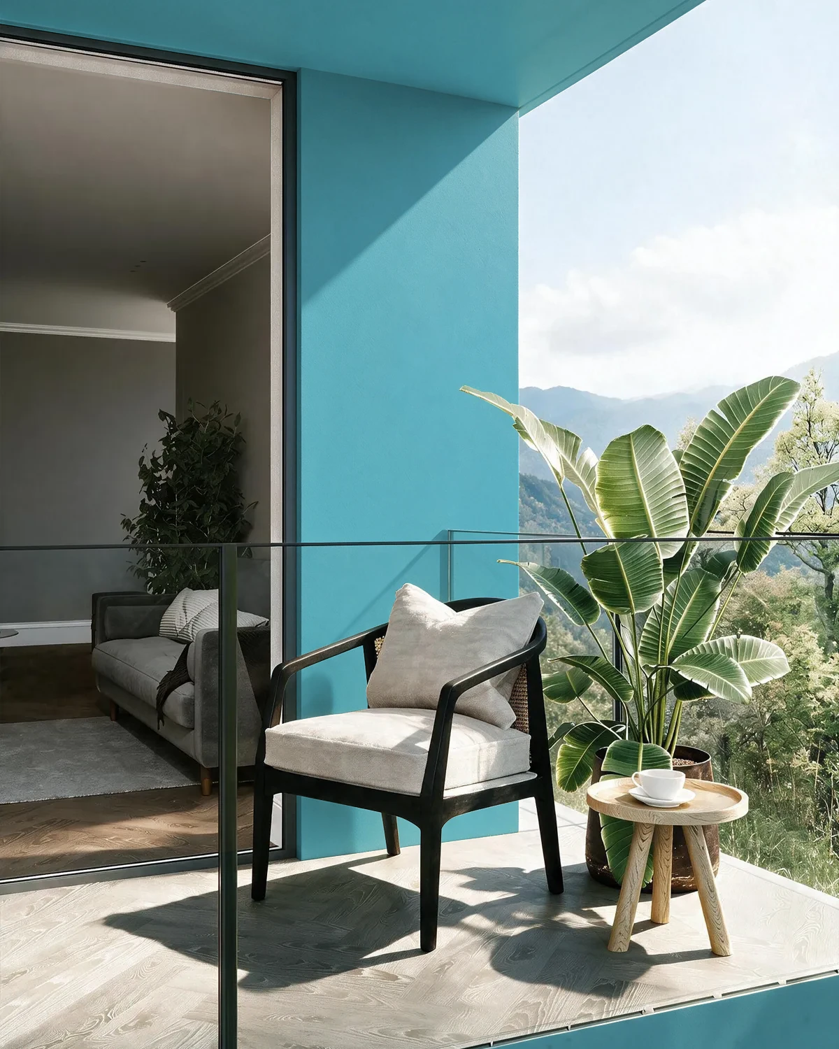 Nippon Paint's BLUE TASSLE color on a beautifully decorated wall.
