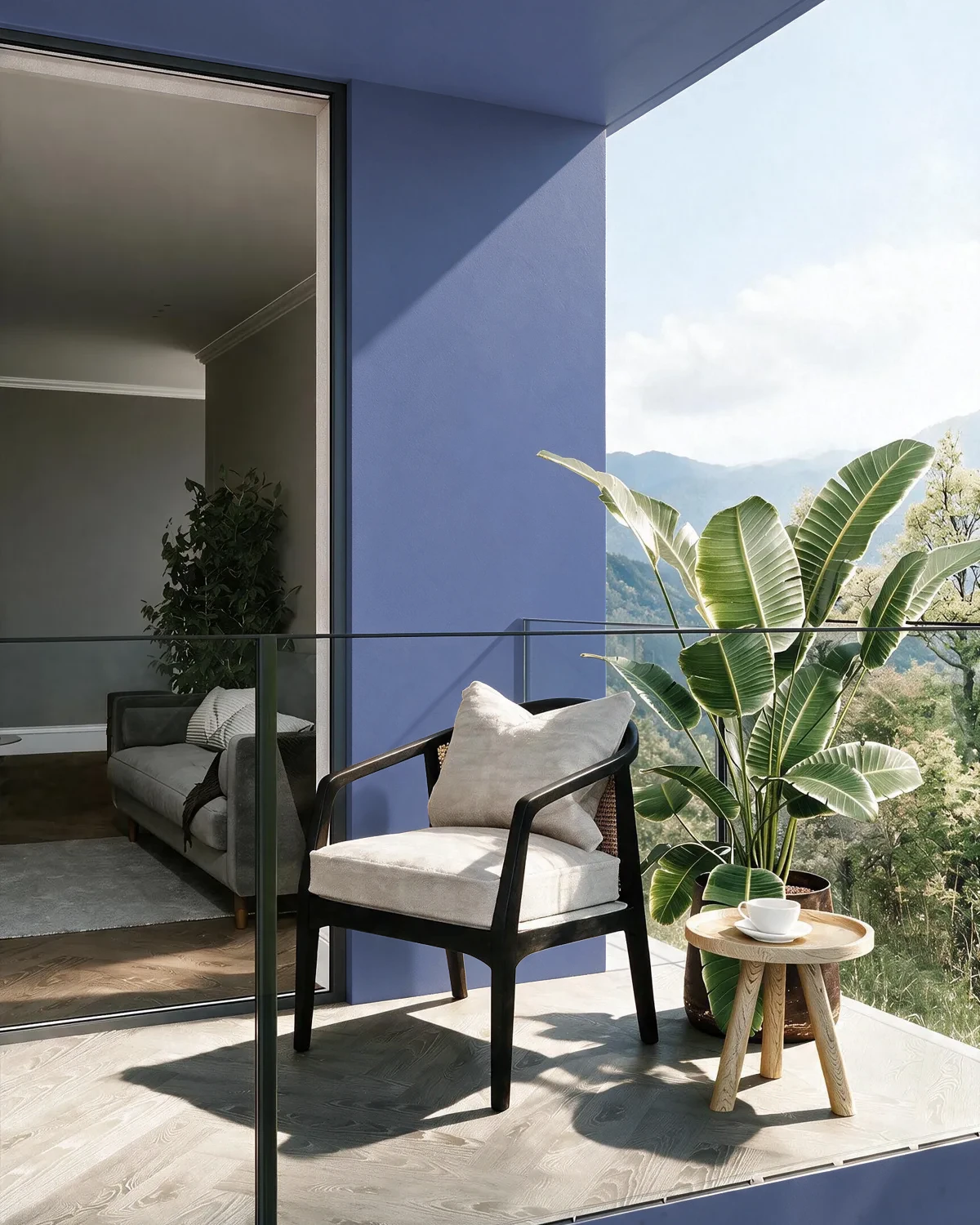 Nippon Paint's BLUE TRIUMPH color on a beautifully decorated wall.