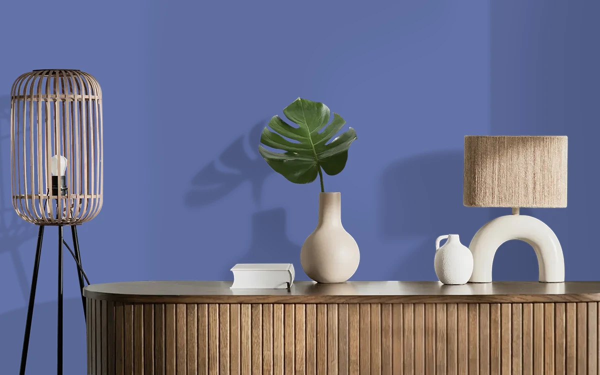 Nippon Paint's BLUE TRIUMPH color on different wall surfaces.
