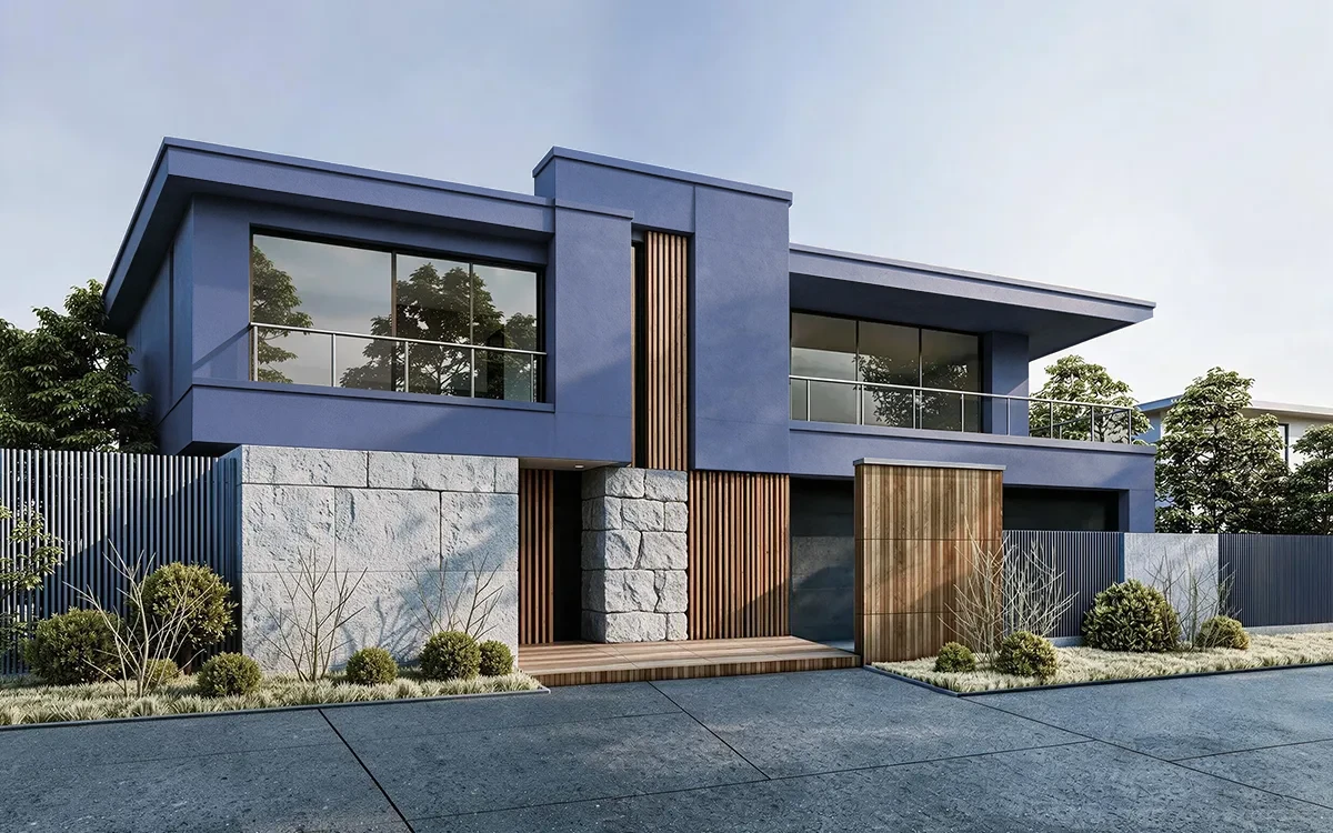 Nippon Paint's BLUE TRIUMPH color on different wall surfaces.