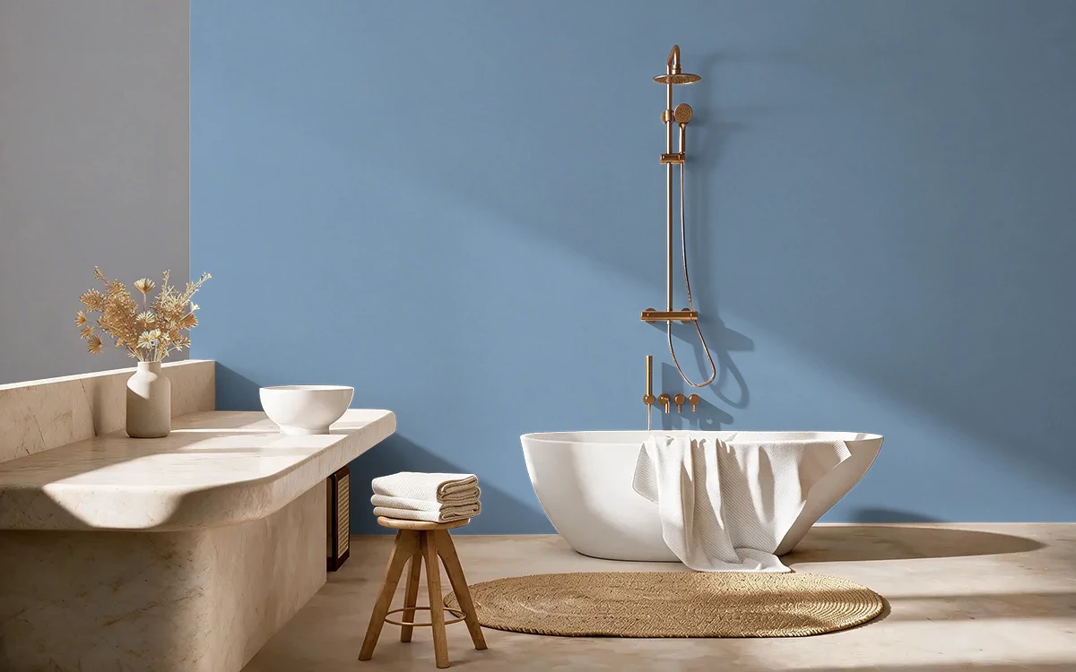 Nippon Paint's BLUEBERRY ROLL color on different wall surfaces.
