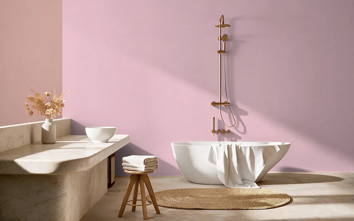 Nippon Paint's BLUSHER color on different wall surfaces.