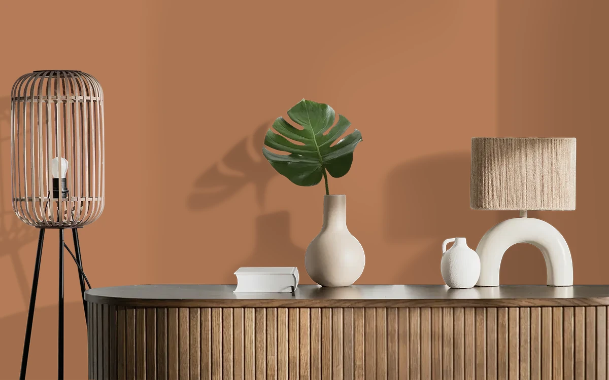 Nippon Paint's BOROBUDUR TIMES color on different wall surfaces.
