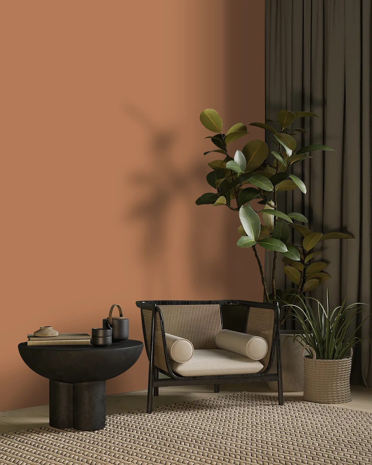 Nippon Paint's BOROBUDUR TIMES color on a beautifully decorated wall.