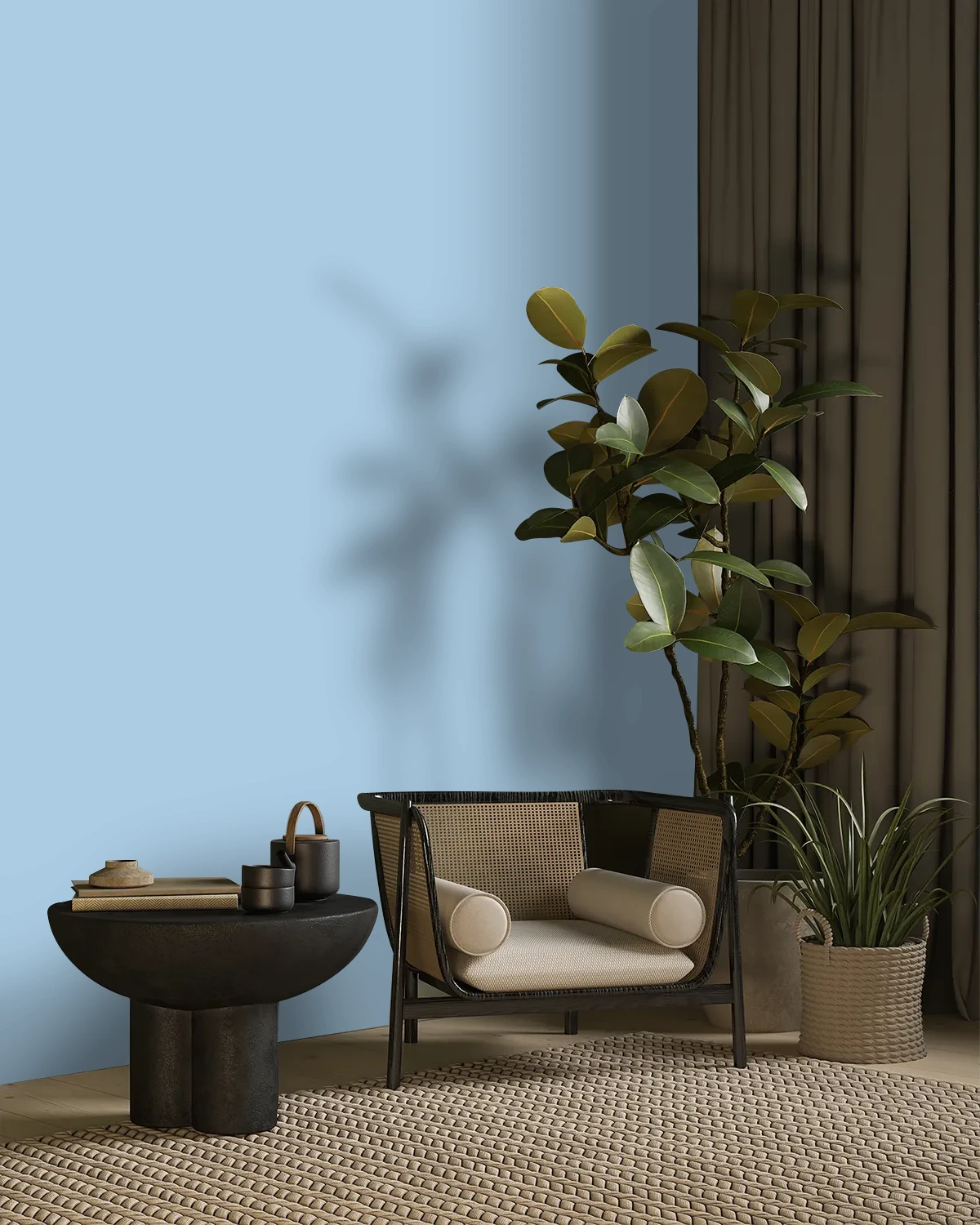 Nippon Paint's BOSCO BLUE color on a beautifully decorated wall.
