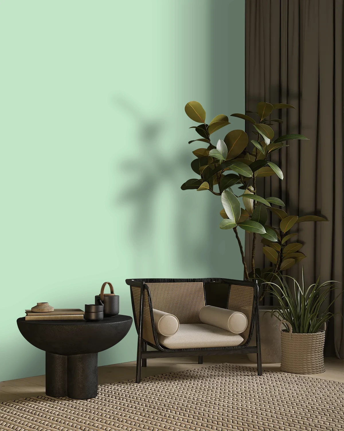 Nippon Paint's BOTANY color on a beautifully decorated wall.