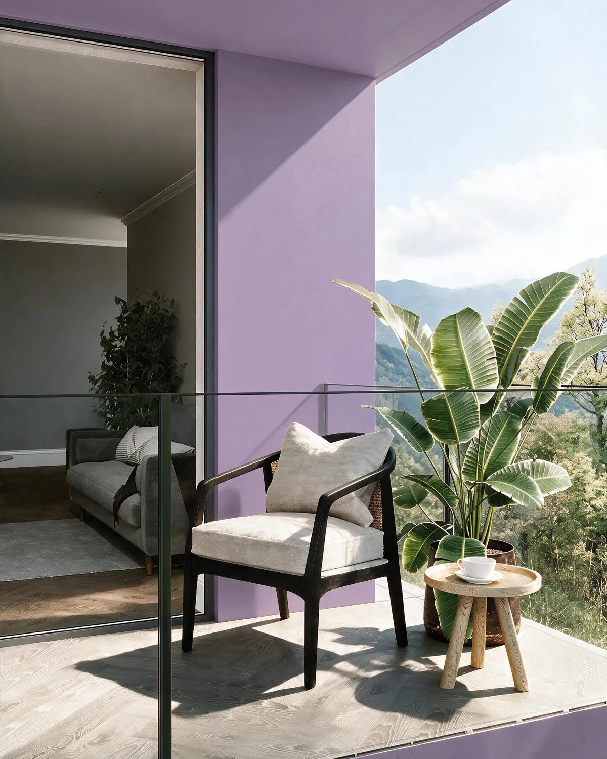 Nippon Paint's BOUQUET VIOLET color on a beautifully decorated wall.