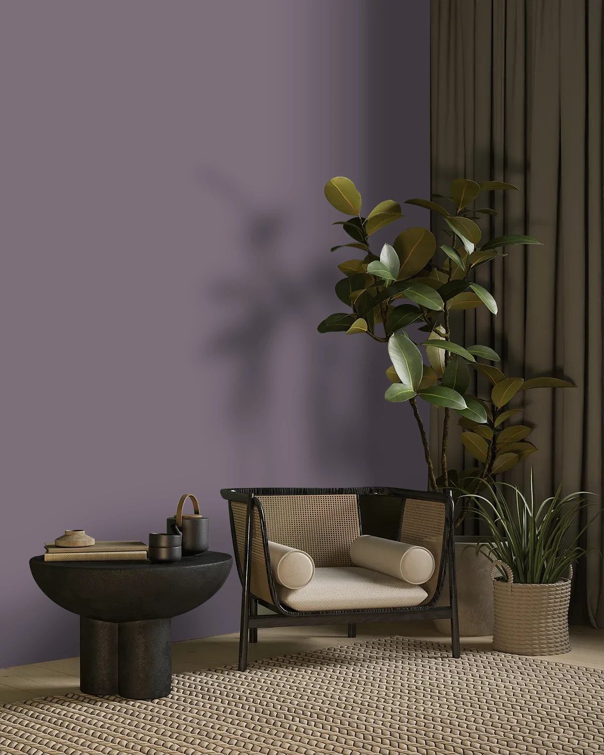 Nippon Paint's BOYSENBERRY RADIANCE color on a beautifully decorated wall.