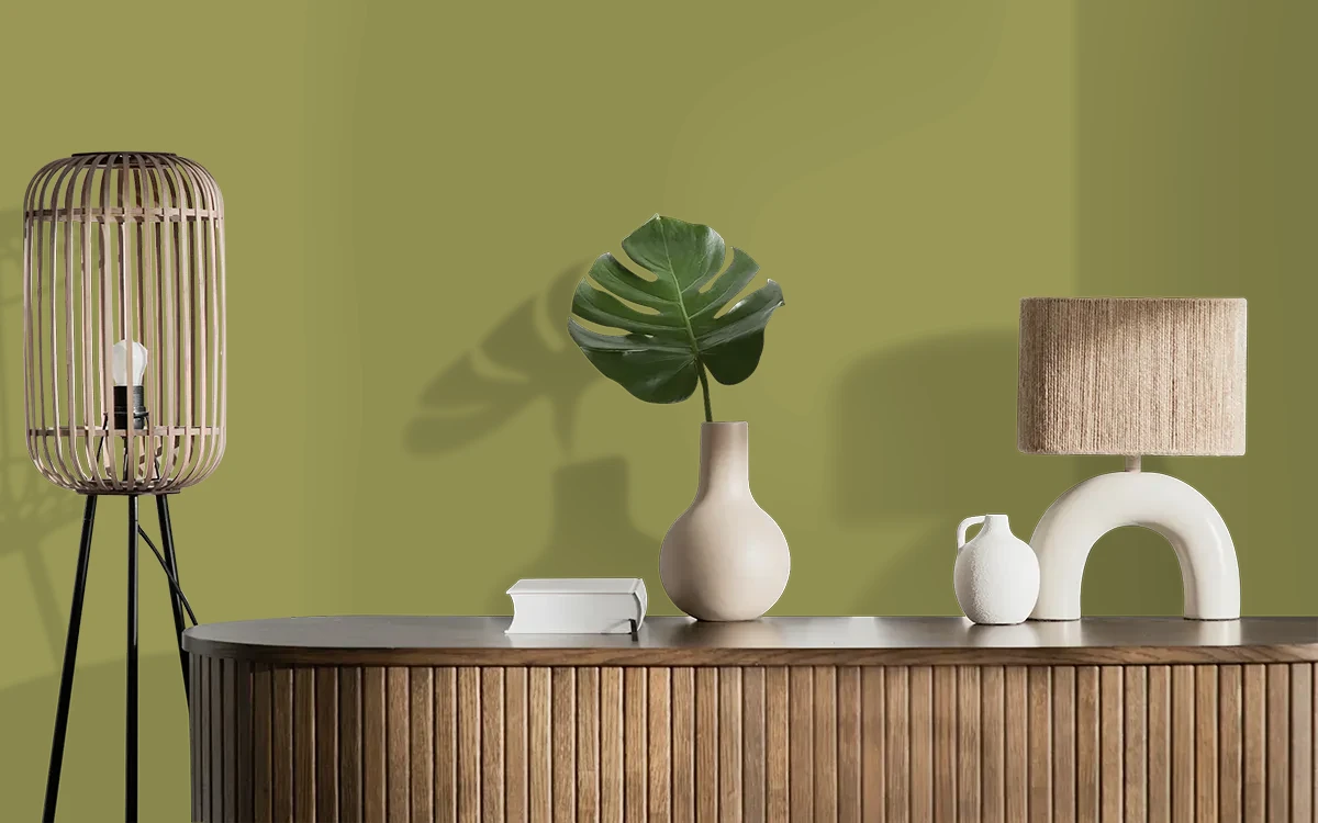 Nippon Paint's BREEN color on different wall surfaces.
