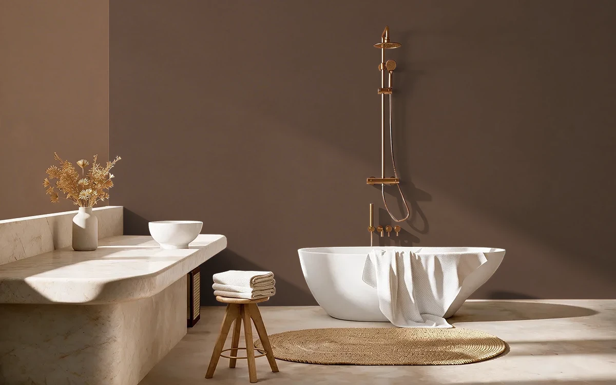 Nippon Paint's BRICK BOULEVARD color on different wall surfaces.