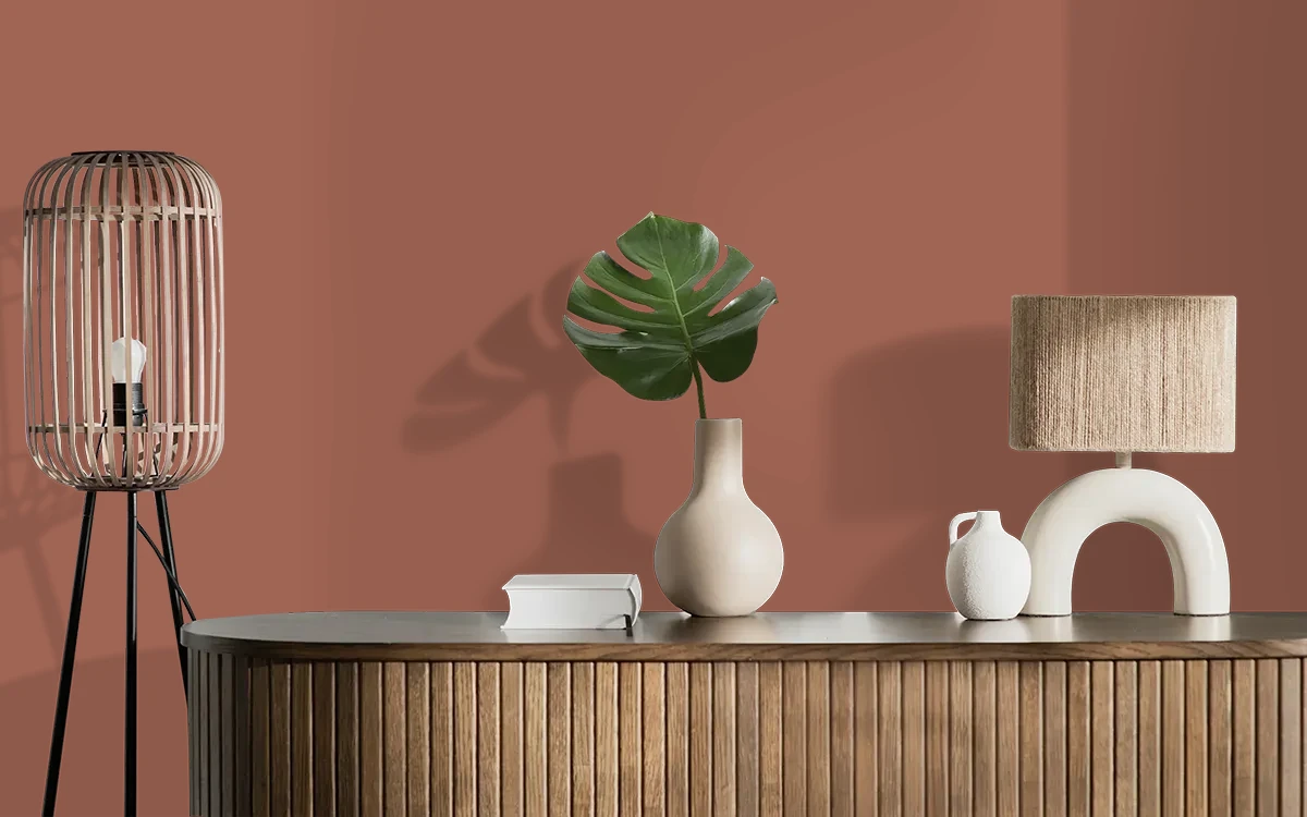 Nippon Paint's BRICK HOUSE color on different wall surfaces.