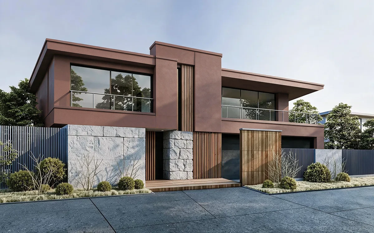 Nippon Paint's BRICK HOUSE color on different wall surfaces.